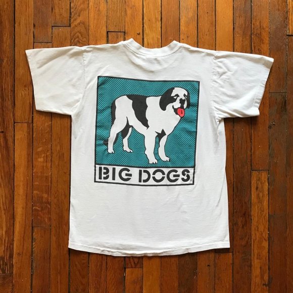 Big Dogs Shirts Vintage 9s Big Dogs Men White Teal Blue St Bernard